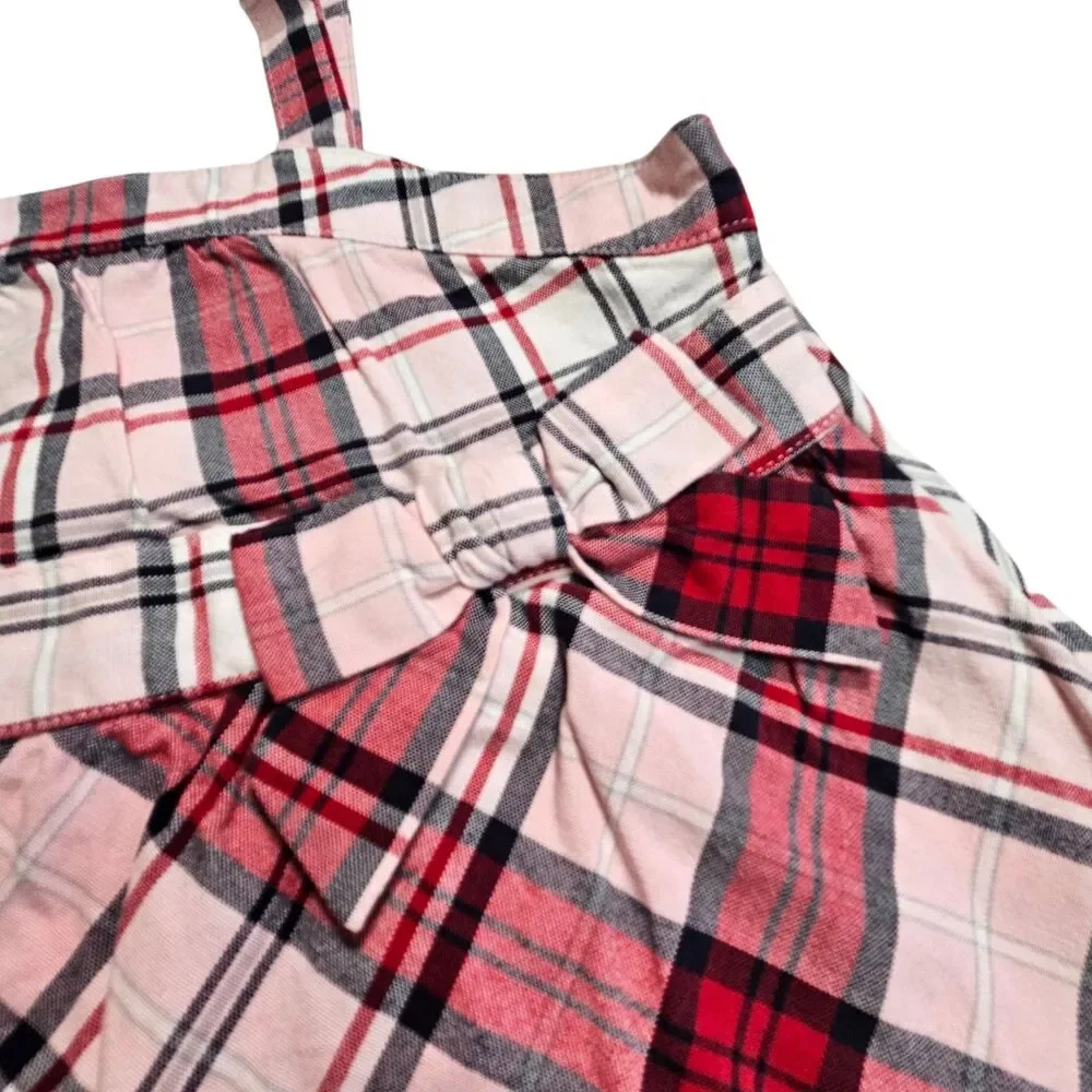 Vintage Gymboree Top Girls Size 5 Pink Plaid Rock Star Swing Tank With Bow NWT